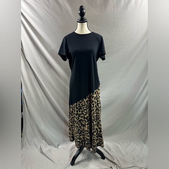 Black Leopard Print Tee Dress - Picture 6 of 6